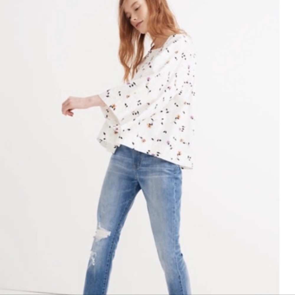 MADEWELL FLORAL SQUARE NECK TOP